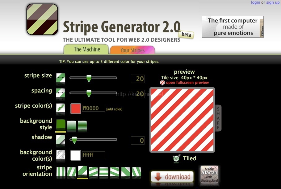 斜め背景ブロック画像を超簡単に作れるジェネレータ「stripegenerator」のご紹介